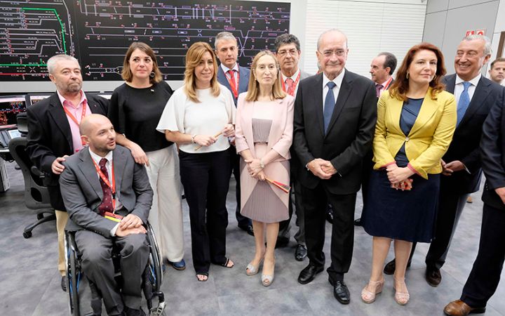 Autoridades en el acto de  inauguración del metro de Málaga.