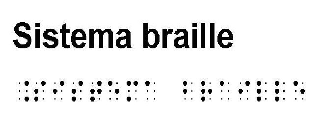 Placa informativa con sistema braille y macrocaracteres en relieve y alto contraste