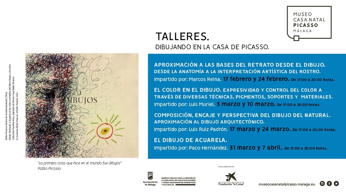 EL MUSEO CASA NATAL PICASSO ORGANIZA UN TALLER DE DIBUJO PARA EXPERIMENTAR LAS TÉCNICAS DEL RETRATO, EL TRATAMIENTO DEL COLOR, LA PERSPECTIVA O LA ACUARELA (Abre en ventana nueva)