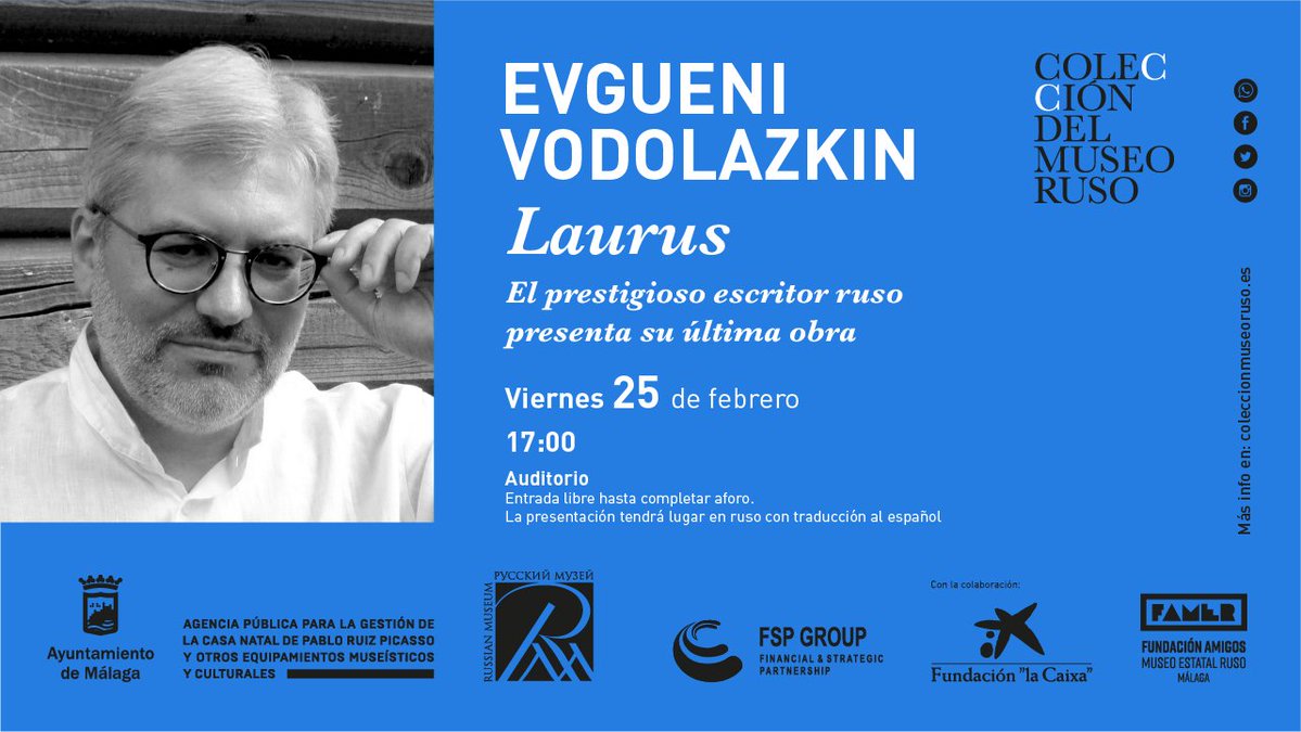 EL ESCRITOR EVGUENI VODOLAZKIN PRESENTARÁ EN LA COLECCIÓN DEL MUSEO RUSO SU ÚLTIMA NOVELA, LAURUS  (Abre en ventana nueva)