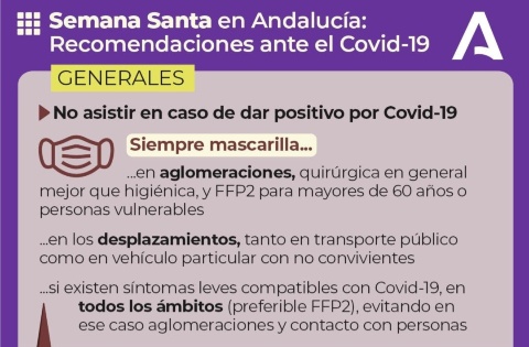 RECOMENDACIONES DE LA JUNTA DE ANDALUCÍA ANTE EL COVID-19