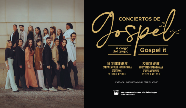 EL ÁREA DE CULTURA PROGRAMA DOS CONCIERTOS NAVIDEÑOS DEL CORO MALAGUEÑO ‘GOSPEL IT’ EN TEATINOS Y EL PALO (Abre en ventana nueva)