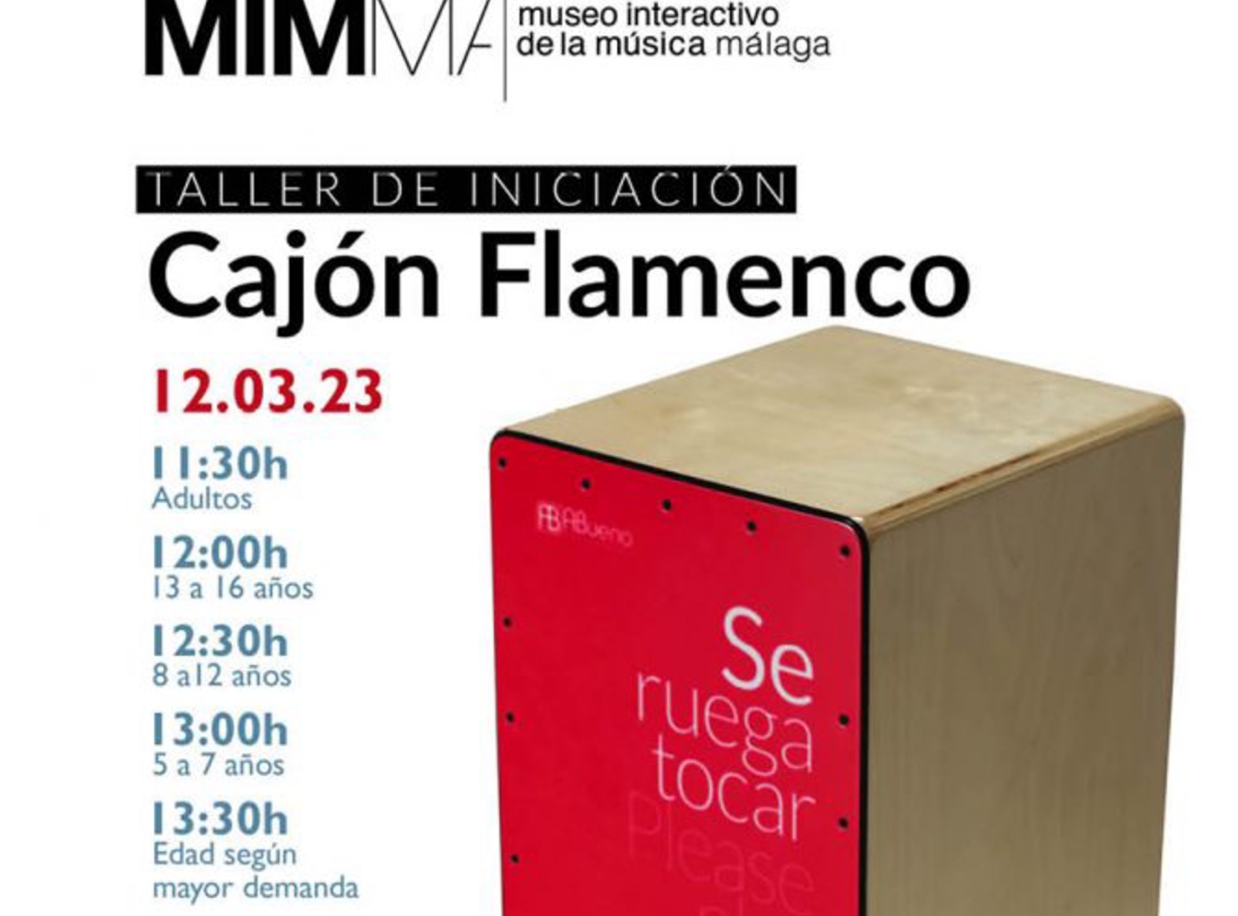 TALLER DE INICIACIÓN AL CAJÓN FLAMENCO A DIFERENTES NIVELES EN EL MIMMA (Abre en ventana nueva)