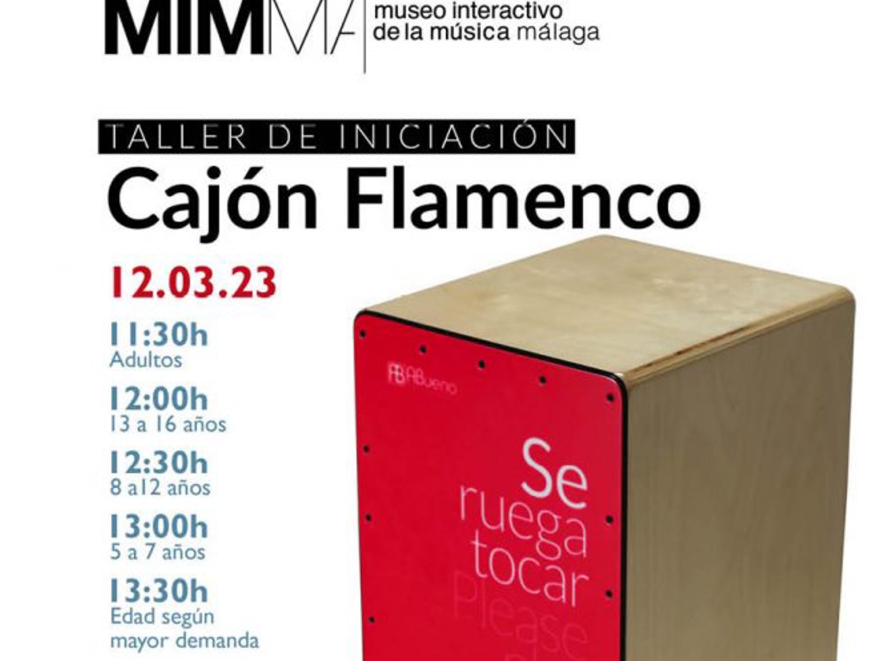 TALLER DE INICIACIÓN AL CAJÓN FLAMENCO A DIFERENTES NIVELES EN EL MIMMA