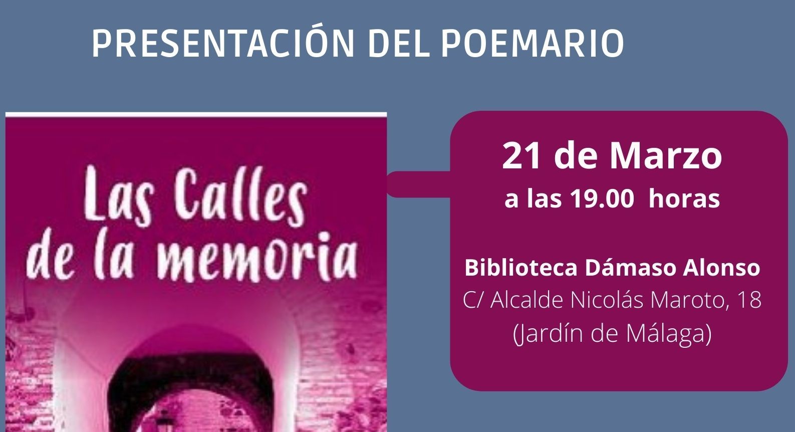 LA BIBLIOTECA  MUNICIPAL DÁMASO ALONSO ACOGE LA PRESENTACIÓN DE ‘LAS CALLES DE LA MEMORIA’ DE LA POETA VELEÑA EMILIA GARCÍA (Abre en ventana nueva)