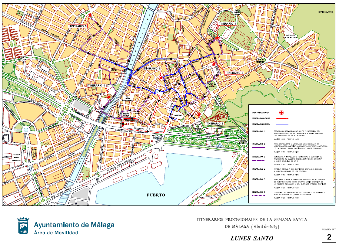 ITINERARIOS PROCESIONALES: LUNES SANTO