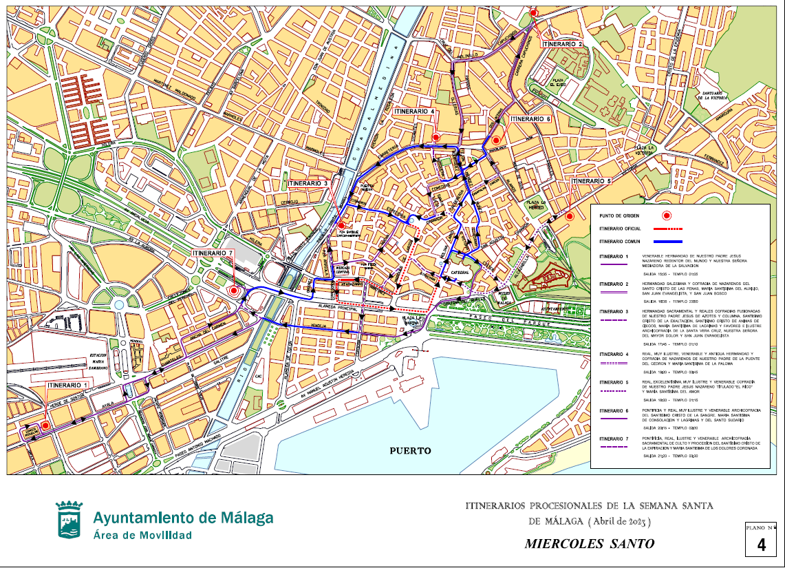 ITINERARIOS PROCESIONALES: MIÉRCOLES SANTO