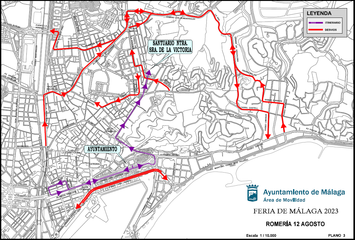 MOVILIDAD: RECORRIDO DE LA ROMERÍA AL SANTUARIO DE LA VICTORIA