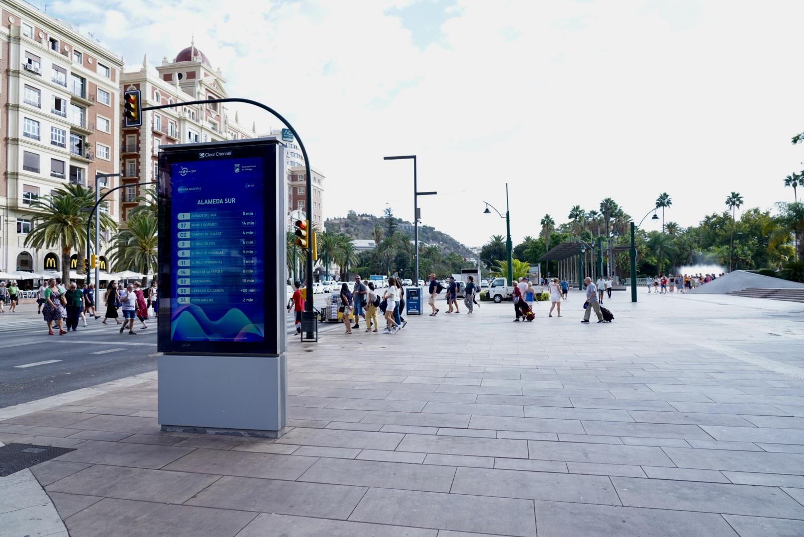 MÁLAGA CONTARÁ CON 230 NUEVAS PANTALLAS DIGITALES DE GRAN FORMATO CON INFORMACIÓN DE LOS AUTOBUSES EN TIEMPO REAL (Abre en ventana nueva)