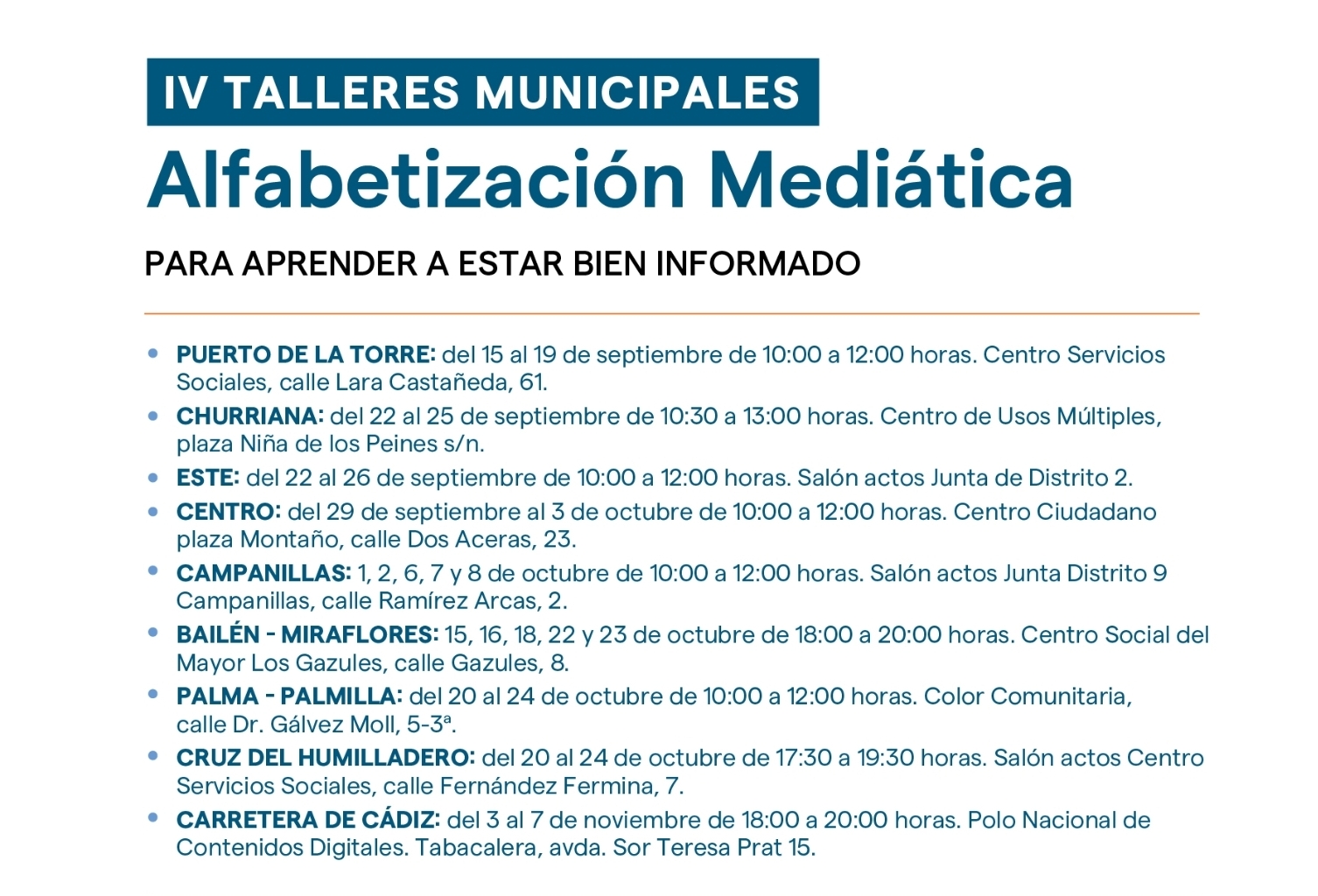 Abierto el plazo de inscripción para los Talleres de Alfabetización Mediática que alcanzan su ...