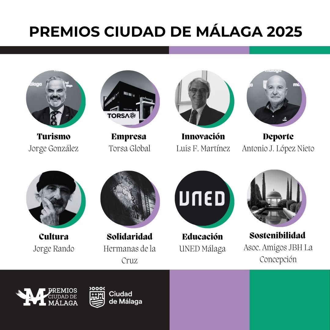 Los Premios Ciudad de Málaga 2025 que otorga el Ayuntamiento de Málaga se entregan mañana en la ...