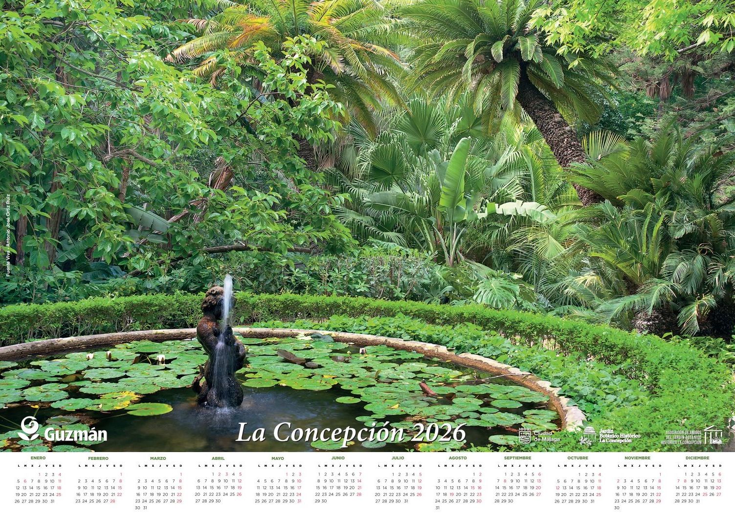 Calendario del Jardín La Concepción para 2026